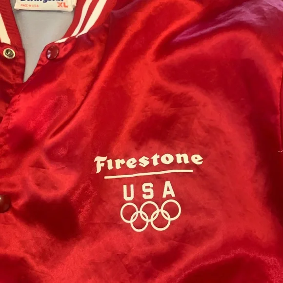 Vintage Made in the USA Firestone Red Bomber Jacket - Picture 5 of 12